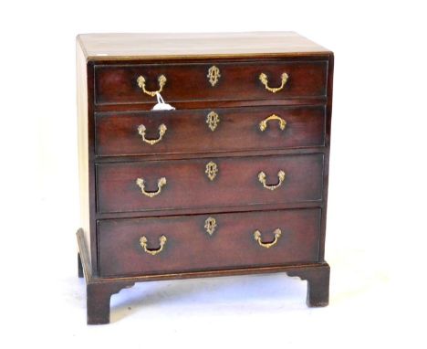 A Small Mahogany Chest of Drawers, with a caddy top over four long drawers, on bracket feet, 78cm by 44cm by 84cm 