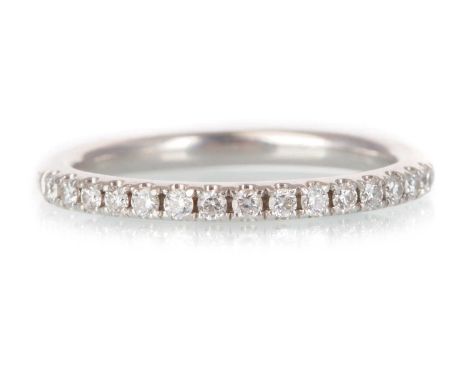 DIAMOND HALF ETERNITY RING, set with round brilliant cut diamonds totalling approximately 0.16 carats, unmarked, likely plati