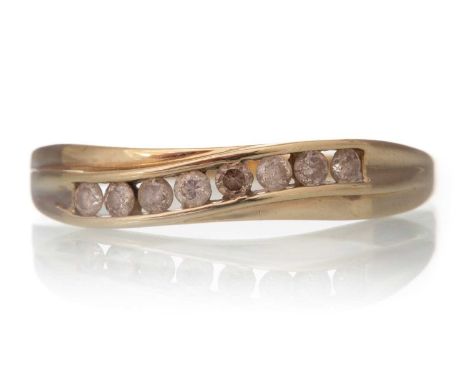 DIAMOND WAVE HALF ETERNITY RING, the round brilliant cut diamonds totalling approximately 0.40 carats, in nine carat gold, si