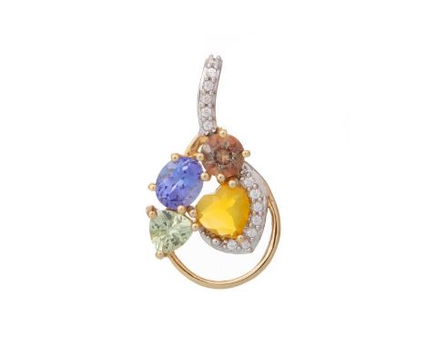 ETHIOPIAN OPAL, GEM SET AND DIAMOND PENDANT, in nine carat goldQty: 2.2g