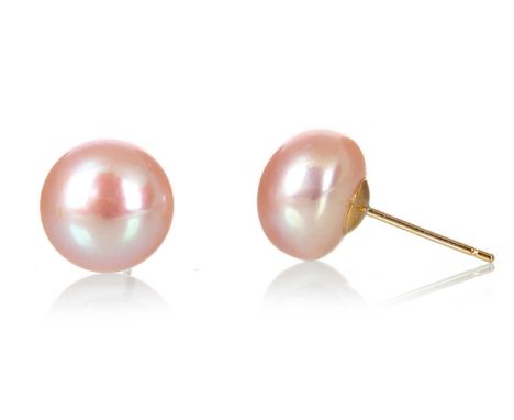 PAIR OF PINK PEARL STUD EARRINGS, in nine carat gold