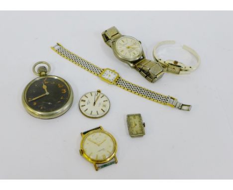 A mixed lot of vintage wristwatches and watch faces to include Ingraham, Everite and Rotary etc (a lot) 