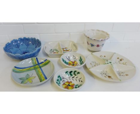 A quantity of vintage Buchan pottery to include circular serving dish a planter and bowls etc., (7) 
