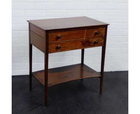 A mahogany side table with two long drawers, 70 x 64cm From the residual contents of a West Coast Family Country House