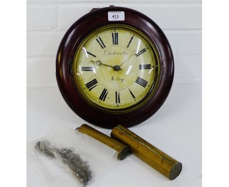 Wag at the Wa' clock, the enamel dial with Roman numerals and inscribed 'Trotter and Co, Stirling, complete with chains and w
