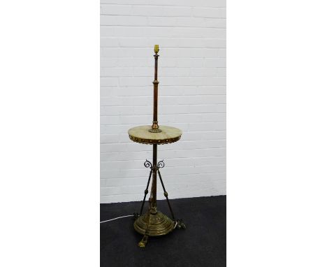 A brass and onyx standard lamp table, 130 x 38cm  From the residual contents of a West Coast Family Country House