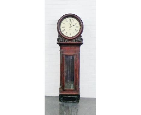 A mahogany cased drop dial wall clock, 170 x 48cm (a/f)  From the residual contents of a West Coast Family Country House