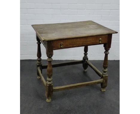 An oak side table with single drawer, 66 x 74cm  From the residual contents of a West Coast Family Country House