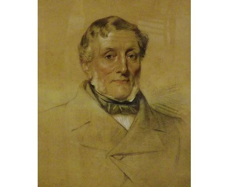 Henry T. Wells  Head and shoulders portrait of a 'Gent', signed and dated 1853, in a glazed an ornate gilt wood frame, 50 x 6