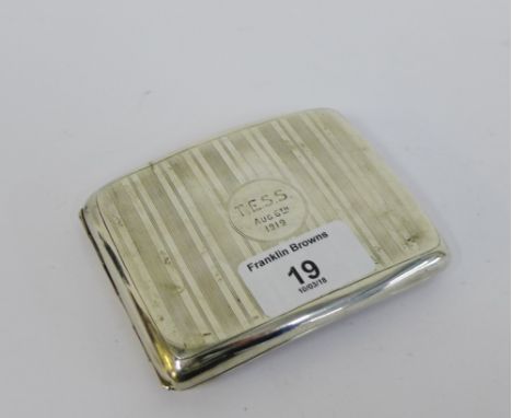 George V silver cigarette case, makers mark for William Hair Haseler, Birmingham 1918 