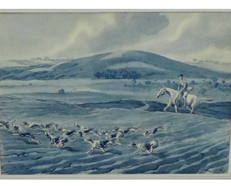 20th Century School  'Away from Black Patch' Watercolour,  signed indistinctly and dated 1955, in a glazed frame, 29 x 21cm  