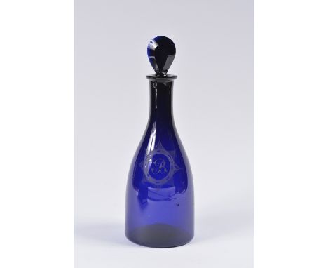 Bristol blue glass brandy decanter circa 1780/90 29cm