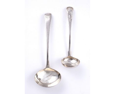 A silver Old English pattern sauce ladle monogrammed, London 1798, maker's mark of Hannah Northcote, together with a Scottish