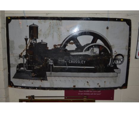 A "Crossley oil engine" enamel sign, 32ins x 56ins