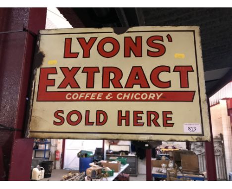 A enamel double sided sign for "Lyons Extract", 12ins x 18ins