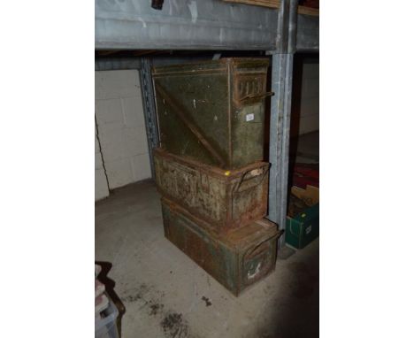 Two World War II and one other ammunition boxes