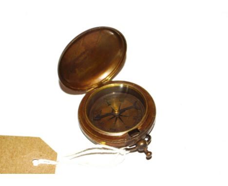 A brass cased pocket compass by Ross of London