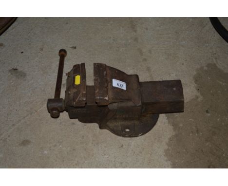 A cast iron bench vice