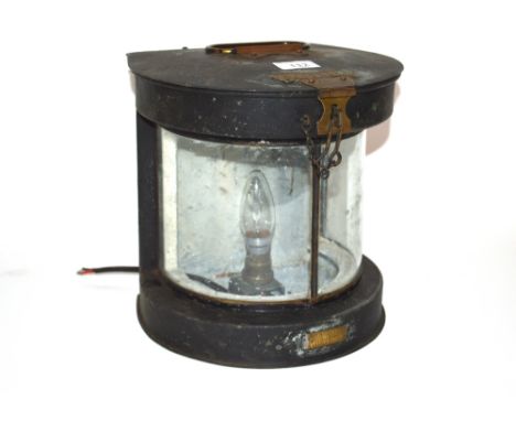 A metal and brass mounted masthead ship's lamp