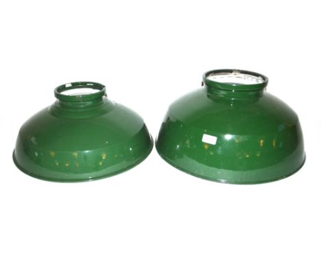 Two vintage enamel lamp shades