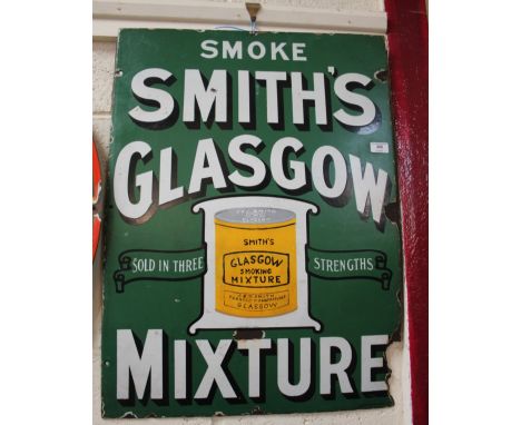 An enamel advertising sign "Smiths Glasgow Mixture", (76cm x 56cm approx.)