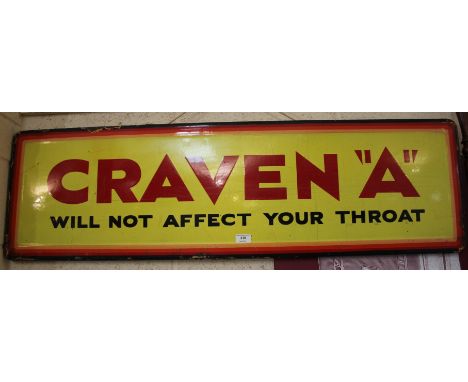 An enamel Craven "A" advertising sign, (36cm x 122cm approx.)