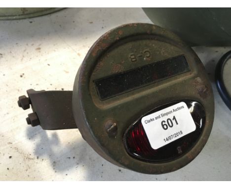 A lamp from a vintage military vehicle