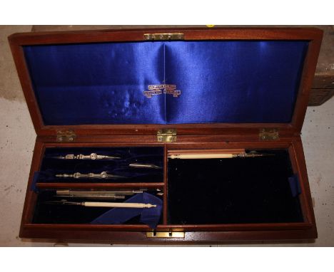 A mahogany boxed part geometry set