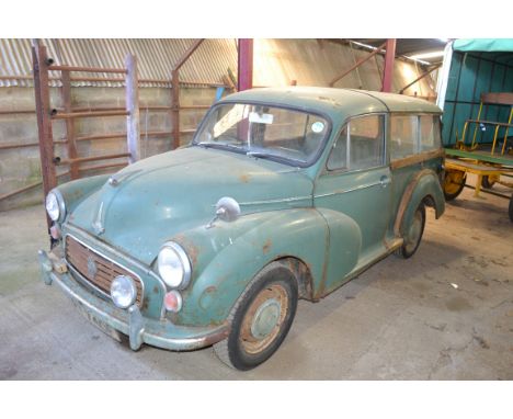 Morris Minor 1000 Traveller. 1968. Registration TRT 740F. Mileage showing 83,125. Chassis number M/ AW5D 1217552M. Date of fi