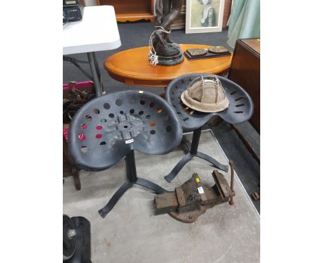 PAIR OF TRACTOR SEAT STOOLS 