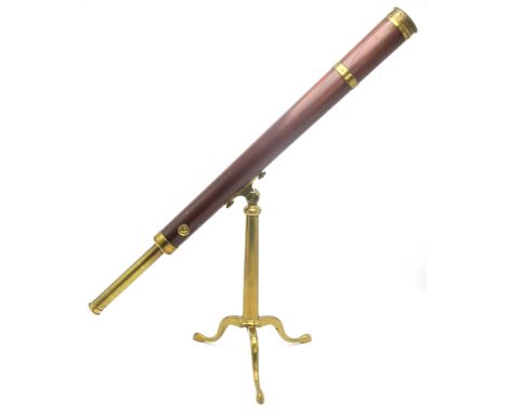 A VICTORIAN MAHOGANY AND LACQUERED BRASS LIBRARY TELESCOPE BY DOLLOND, LONDON Set upon a tripod base, the barrel measuring ap