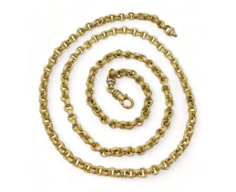 AN ITALIAN MADE FANCY CHAIN made in 18ct yellow and white gold with reeded round links, each link approx 6mm, with a fancy cl