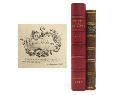 DAVID GARRICK'S COPY - SWIFT, JONATHAN&nbsp;A TALE OF A TUB Printed for John Nutt, near Stationers-Hall, London, 1704, first 