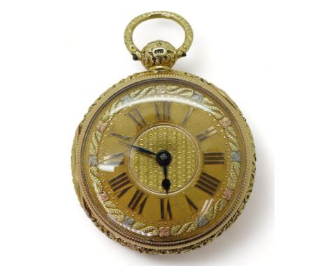 A GEORGE III 18CT POCKET WATCH a yellow metal dial with three colour gold details, Roman numerals and blued steel hands. The 