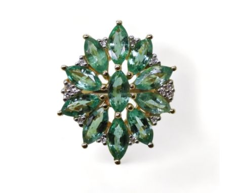 AN EMERALD &amp; DIAMOND STATEMENT RING from the GemsTV premier brand Iliana collection. Mounted in 18ct gold set with marqui