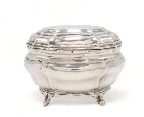 A LATE-VICTORIAN SILVER TEA CADDY by Charles Stuart Harris, London 1897, retailed by Wilson & Gill of Regent Street, of lobed