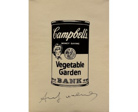 Andy WARHOL (1928-1987), D’Après.Campbell’s Vegetable Garden.Monotype en couleur sur papier, signé au marqueur en bas au mili