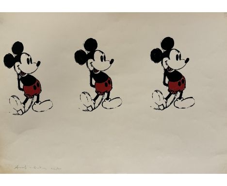 Andy WARHOL (1928-1987), D’Après.Mickey Mouse.Monotype en couleur sur papier, signé en bas à gauche et numéroté 24/25. Cachet