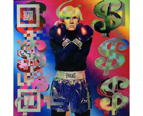 YOUNS (Né en 1984)Warhol. Hommage Collection, 2024.Impression digitale à effet cinétique sous plexiglas Pièce unique, signée,