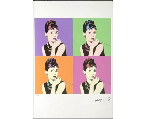 Andy WARHOL (1928-1987), D’Après.Audrey Hepburn.Épreuve en couleur sur papier Arches, signée dans la planche, et cachet de l’