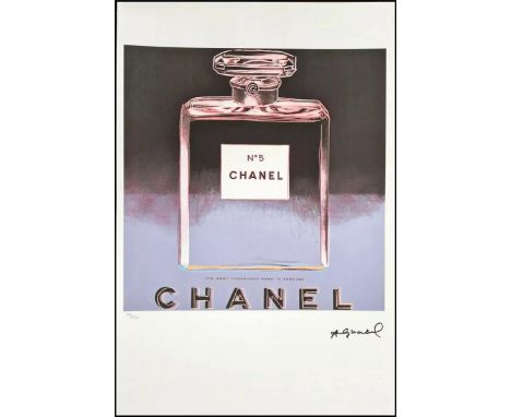 Andy WARHOL (1928-1987), D’Après.Chanel N°5.Épreuve en couleur sur papier Arches, signée dans la planche, et cachet de l’édit