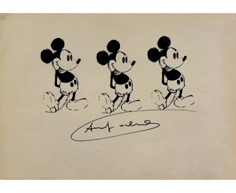 Andy WARHOL (1928-1987), D’Après.Mickey Mouse.Monotype sur papier, signé en bas vers le milieu. Cachet de la signature au dos