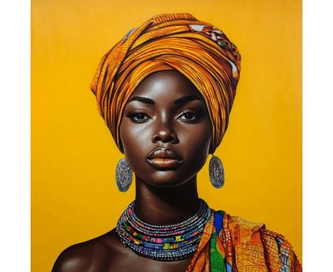 Ansou NIABALY (XX-XXI)Golden Grace, 2024.Sérigraphie couleur sur papier, réhaussé à la main par l’artiste. Signée et numéroté