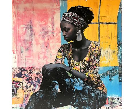 Babacar SOW (Né en 1990)Reflections in color.2024.Sérigraphie couleur sur papier, réhaussé à la poussière de diamants. Signée