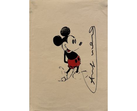 Andy WARHOL (1928-1987), D’Après.Mickey Mouse.Monotype en couleur sur papier, signé au marqueur vers la droite. Cachet de la 