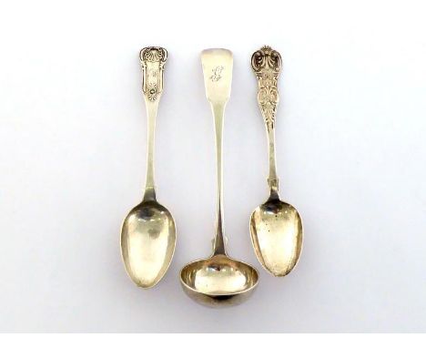 A George III Scottish silver Fiddle pattern toddy ladle, initialled "G", maker's mark J.MD conjoined, probably for John McDon