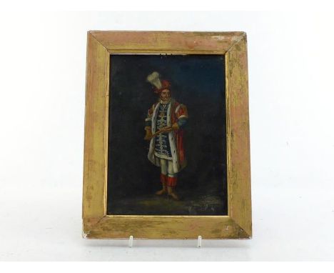 English School, late 18th/early 19th century, oil on hardwood panel, a full length portrait of the actor George Frederick Coo