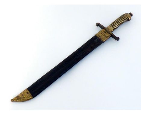 A Saxon M1845 Infantry side arm, faschinenmesser, the brass hilt with ball top, regimental designation "28.A.3.70" to cross b