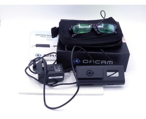 ORCAM. A very sophisticated aid for the visually impaired complete with spectacle frame mounted camera, reader, face recognit