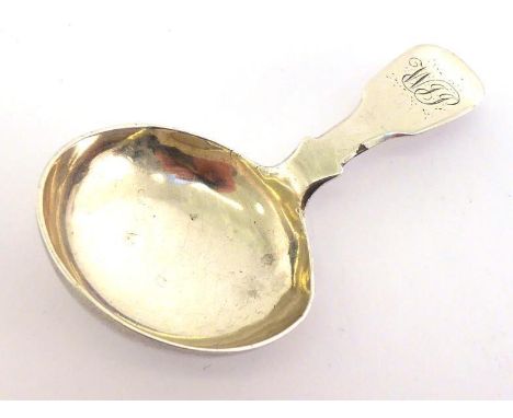 An early Victorian Provincial silver Fiddle pattern caddy spoon by John Sutter of Liverpool, Chester, 1837 (no Chester town m